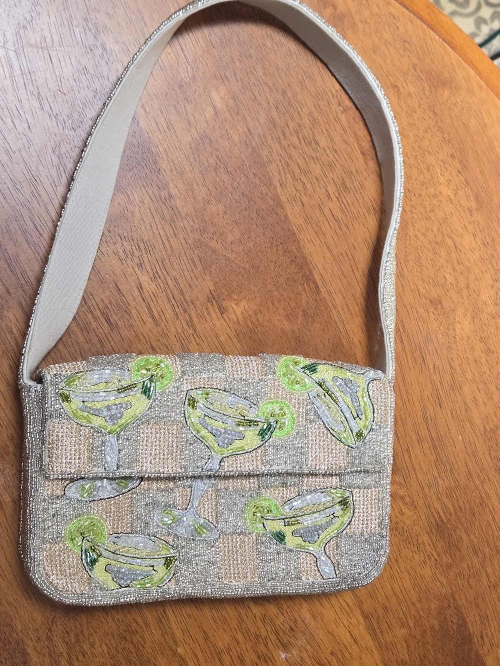 ​Anthropologie Fiona Beaded Margarita Bag Checkered Margs Cocktail Shoulder EUC - Picture 3 of 15